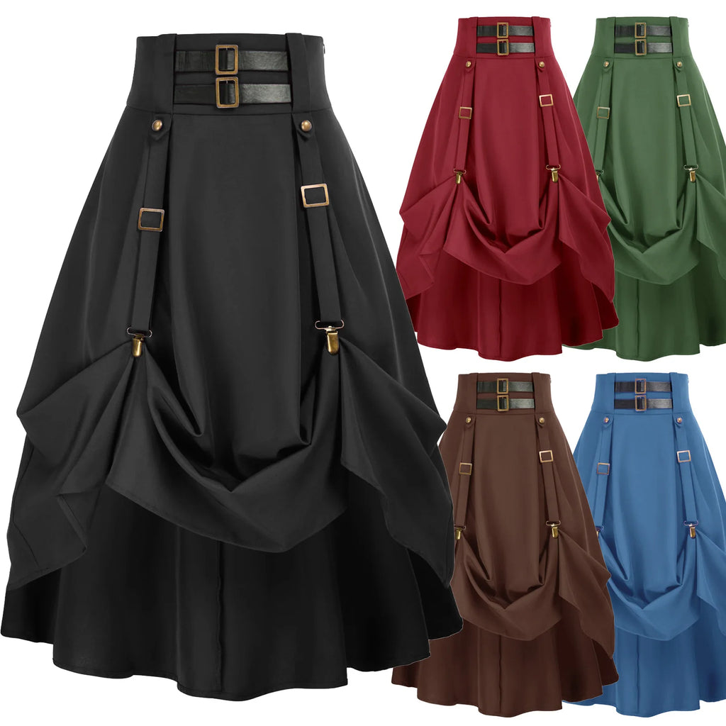Jupe Steampunk Victorienne Asymétrique à Boucles
