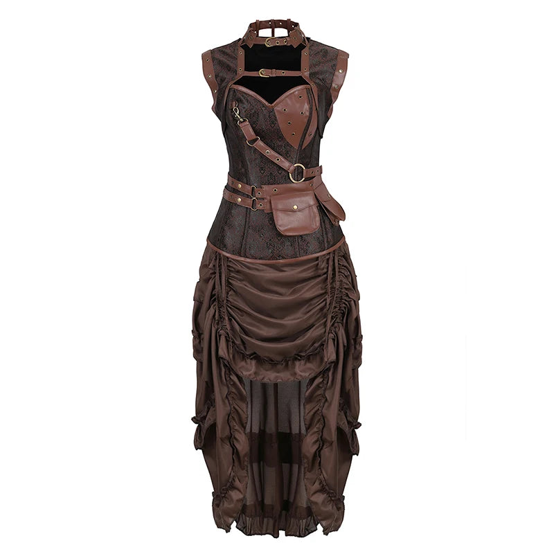 Robe Corset Pirate Steampunk Marron – Grandes Tailles