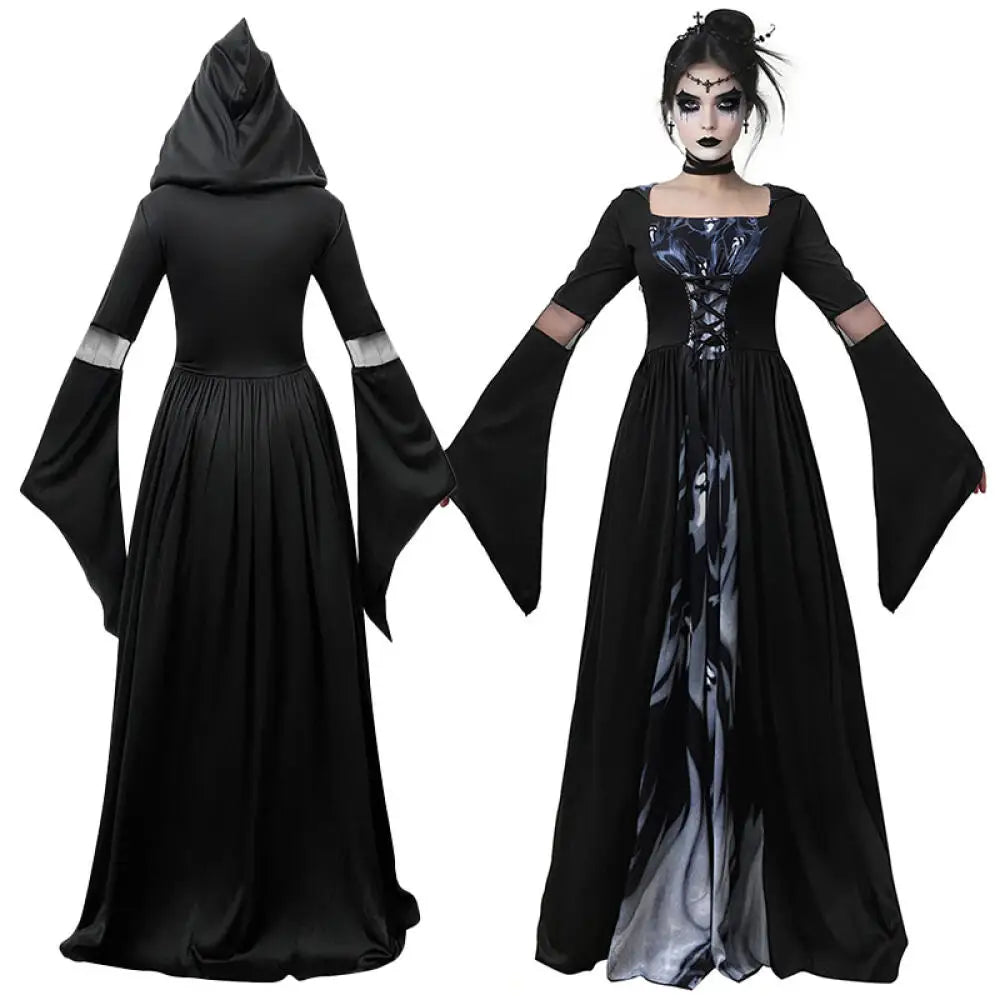 Robe Longue Sorcière Vampire à Capuche – vue 4