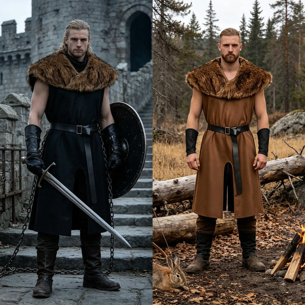 Déguisement Viking Homme Col Fausse Fourrure – vue 4