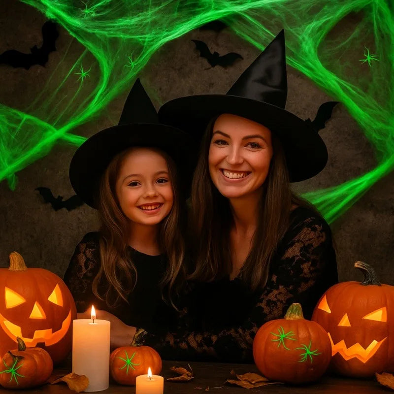 Toile d'araignée décorative phosphorescent extérieur Halloween – vue 2