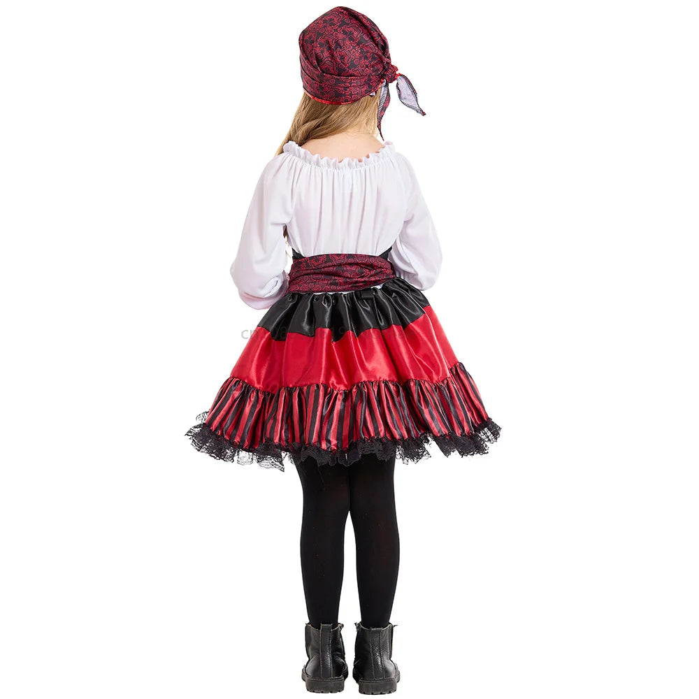 Déguisement Reine Pirate Femme – Rayures Rouges et Dentelle – vue 5