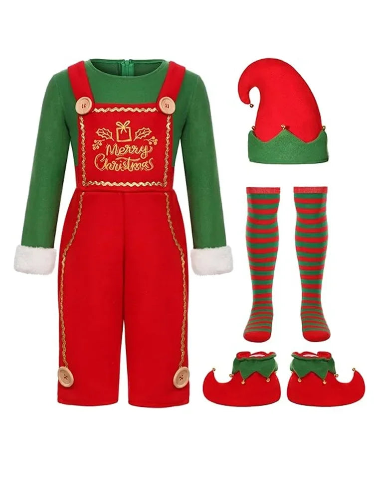 Déguisement Lutin de Noël Famille - Ensemble Robe Verte et Rouge – vue 4