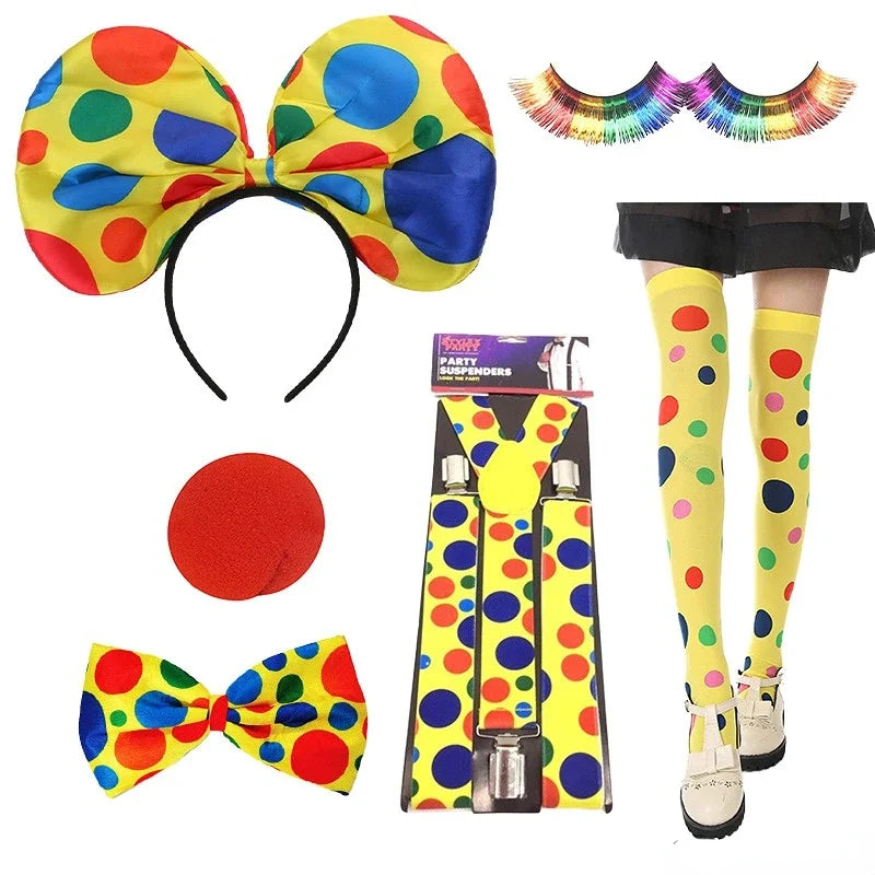 Kit Clown – Nez, Perruque, Nœud Papillon, Gants et Chapeau – vue 2