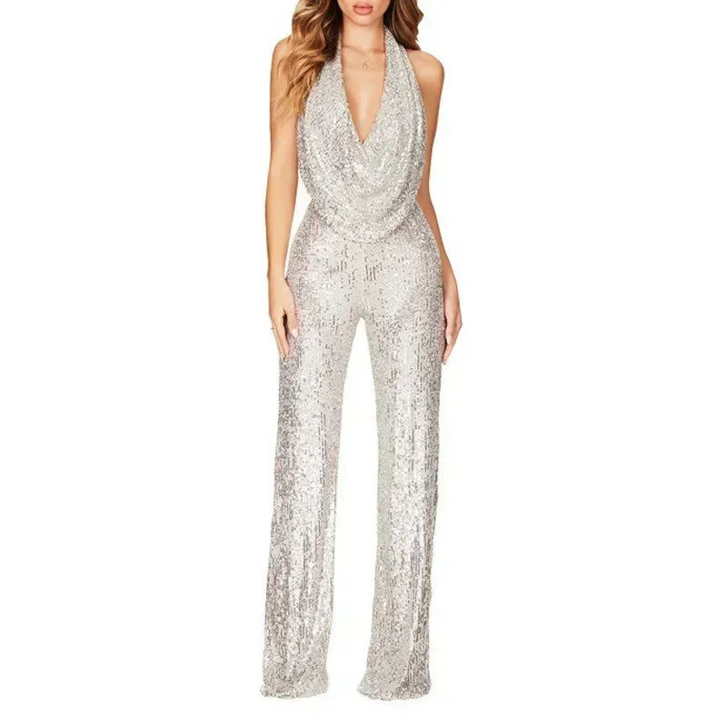 Combinaison Paillettes Femme - Tenue de Soirée Dos Nu – vue 17