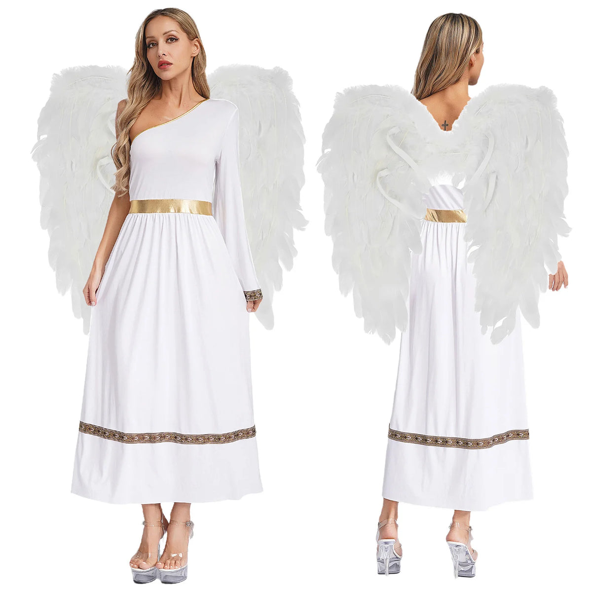 Déguisement Déesse Grecque Femme – Toge Une Épaule avec Ailes – vue 8