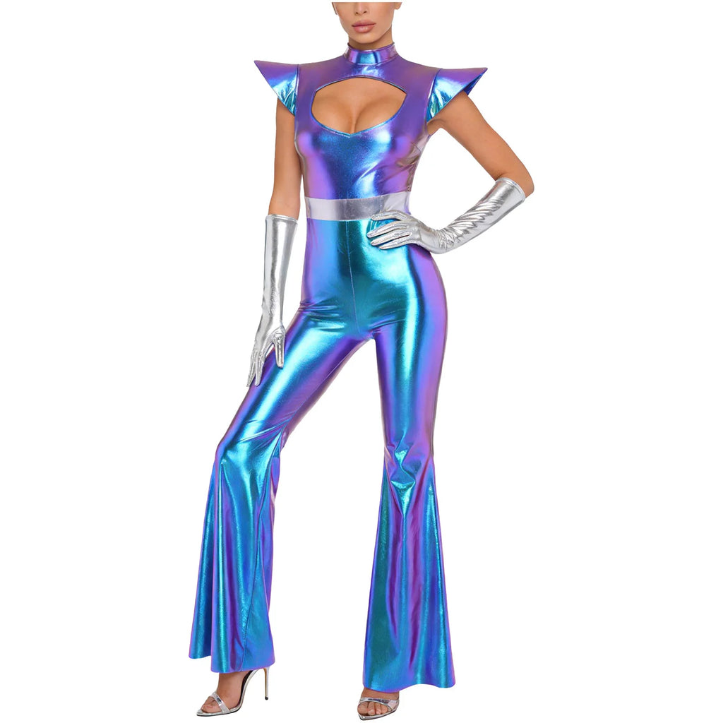 Combinaison Disco Alien Métallisée Femme – vue 2
