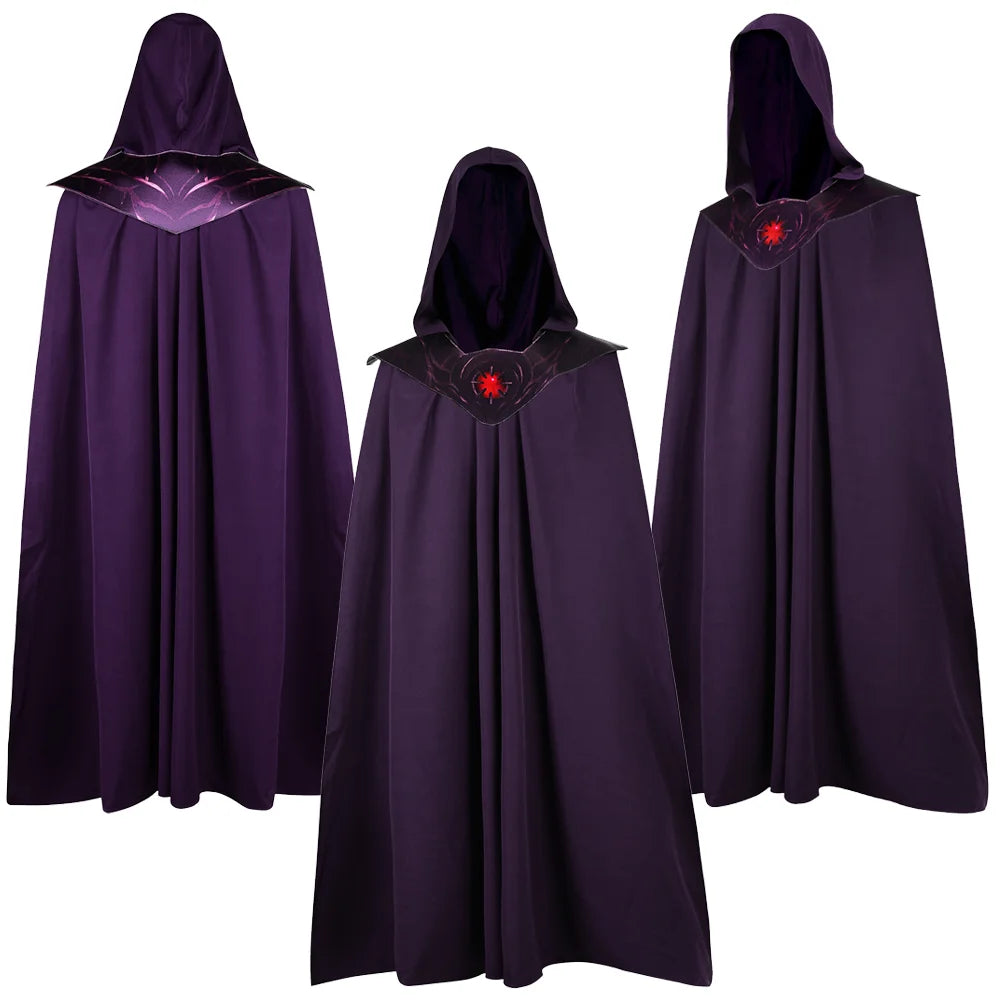 Cape de Sorcier Violette à Capuche – Médaillon Lumineux