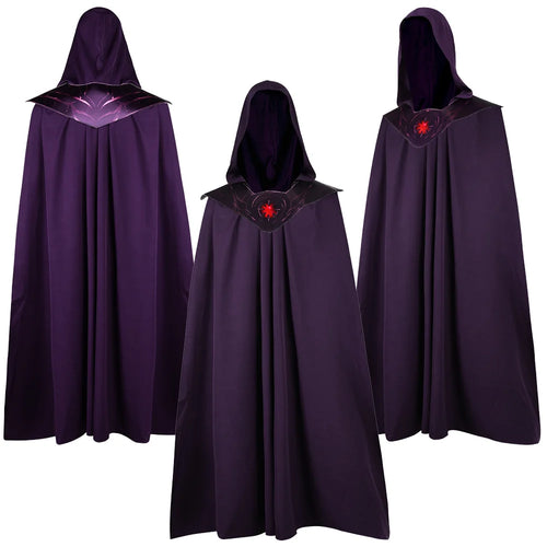Cape de Sorcier Violette à Capuche – Médaillon Lumineux