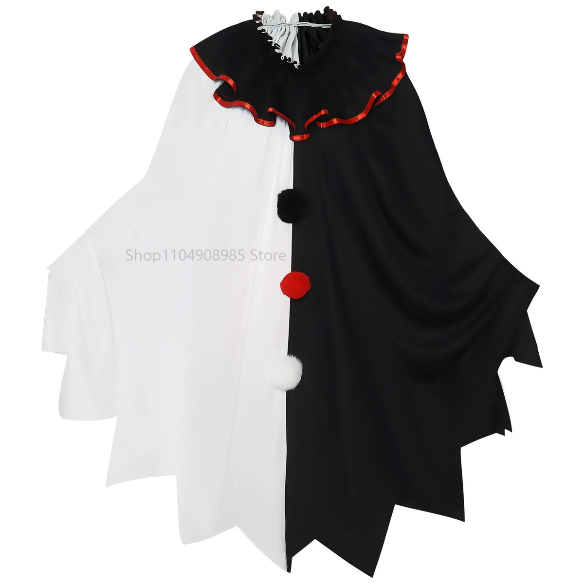 Cape Clown Effrayant Noire et Blanche – Adulte – vue 5