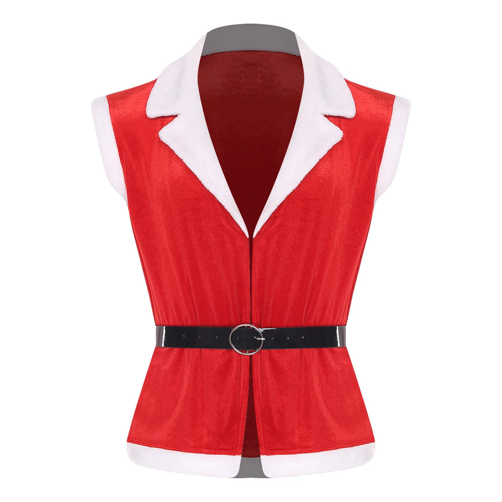Gilet Père Noël en Velours avec Ceinture – vue 7
