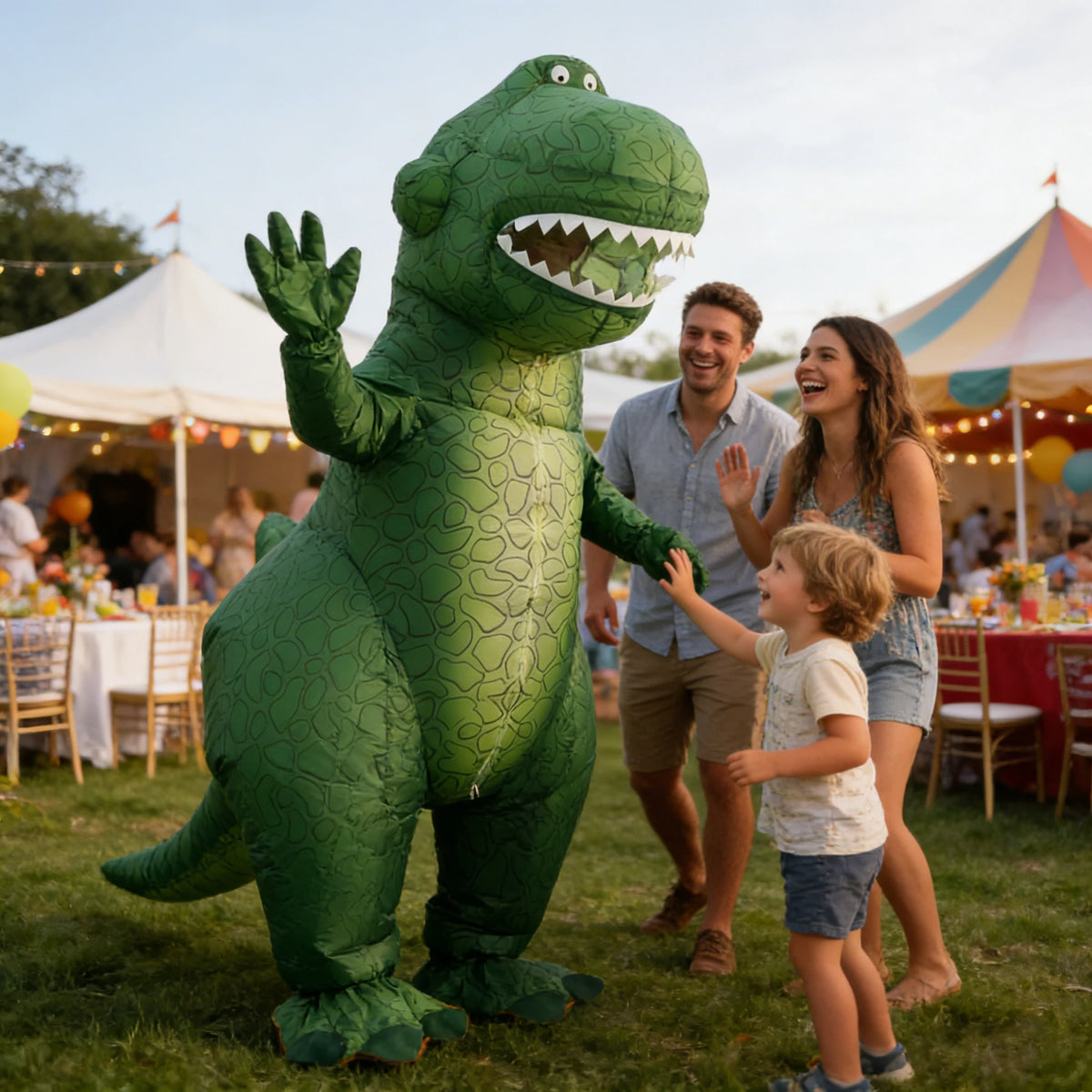 Déguisement Gonflable Dinosaure Vert Adulte – vue 2
