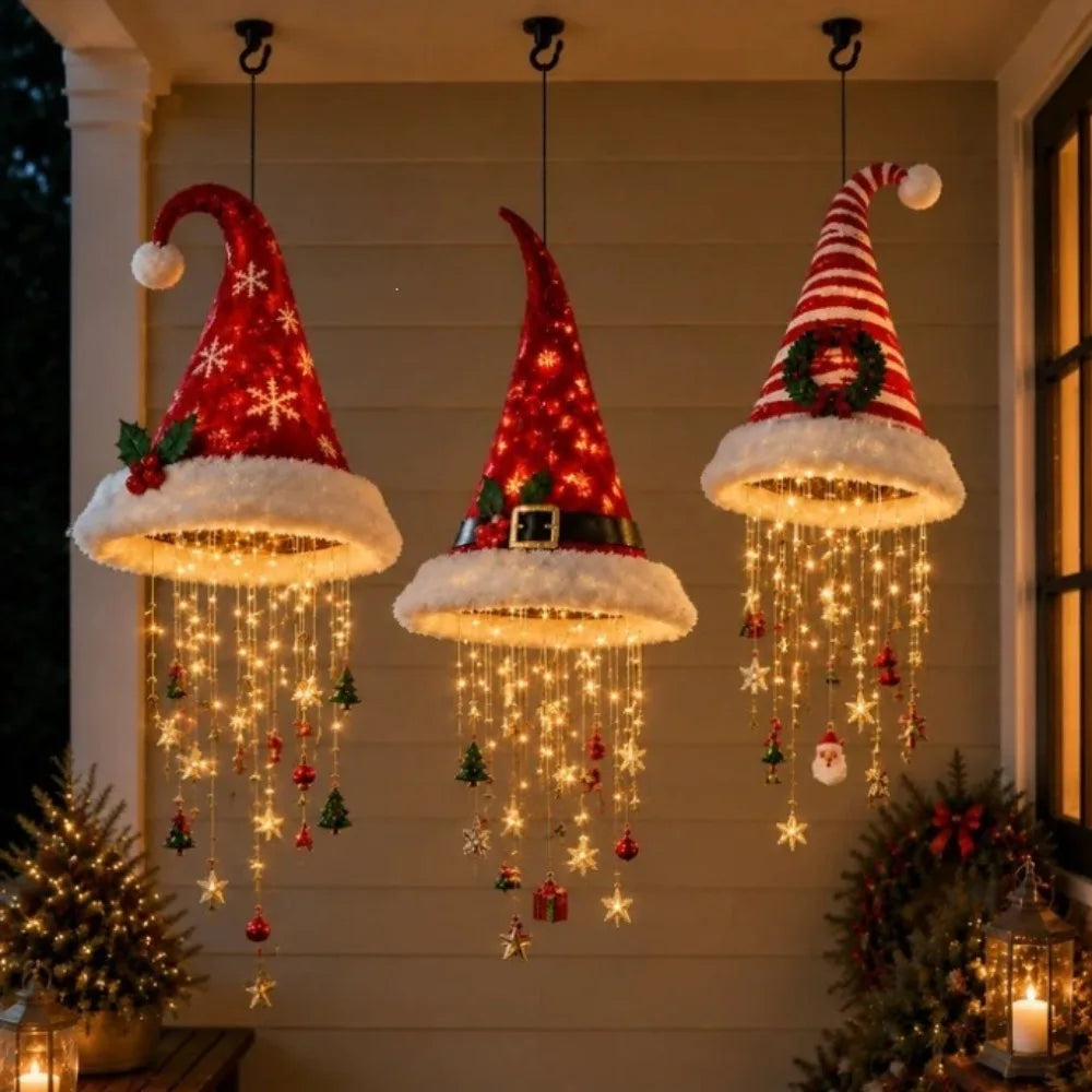 Guirlande Lumineuse Bonnets de Père Noël LED – Décoration Sapin