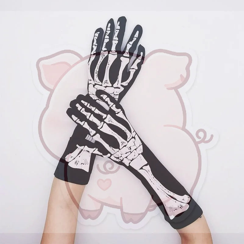 Gants Squelette Noirs – Accessoire Halloween – vue 4