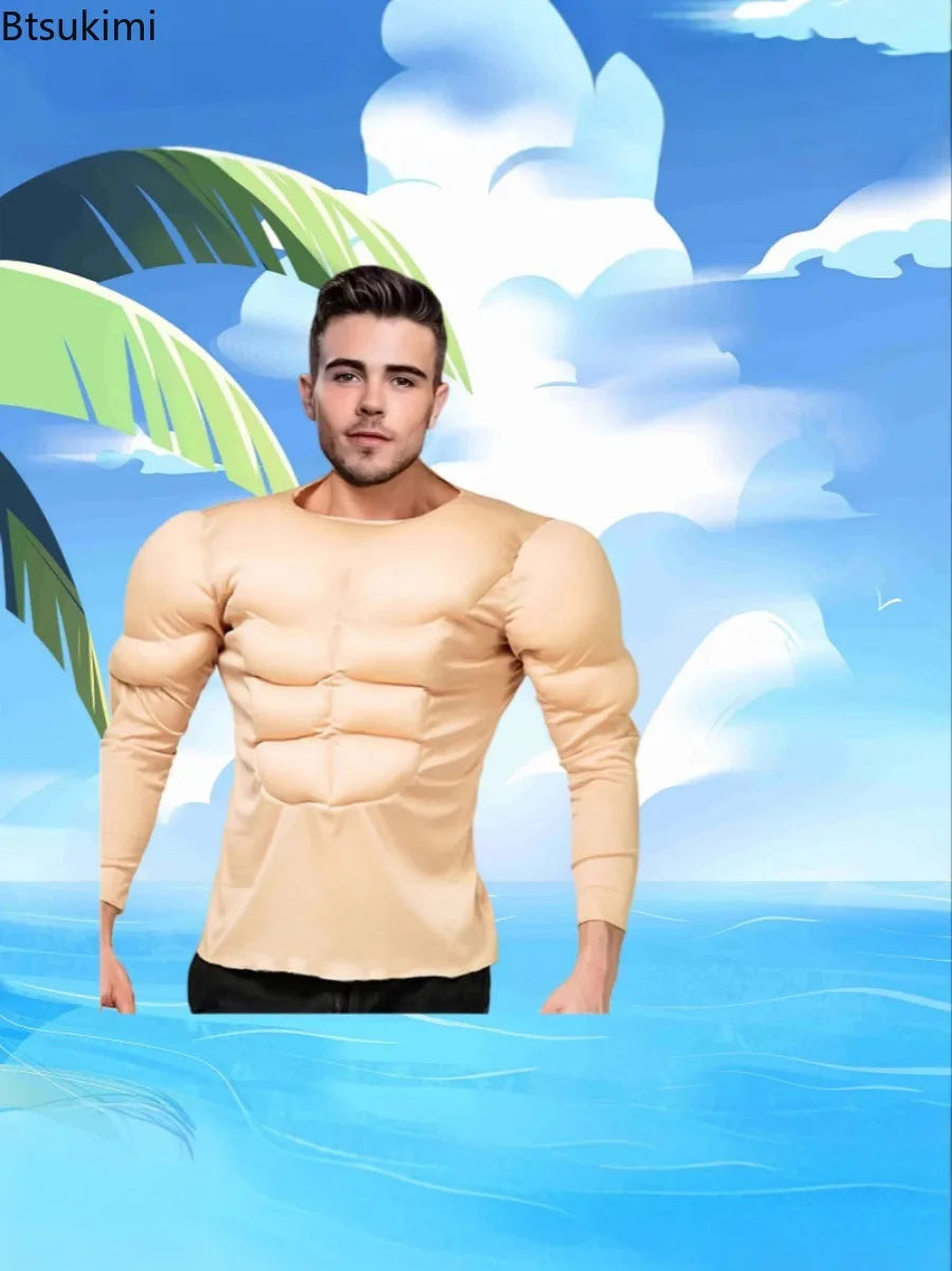 T-Shirt Faux Muscles Bodybuilder Homme – vue 2