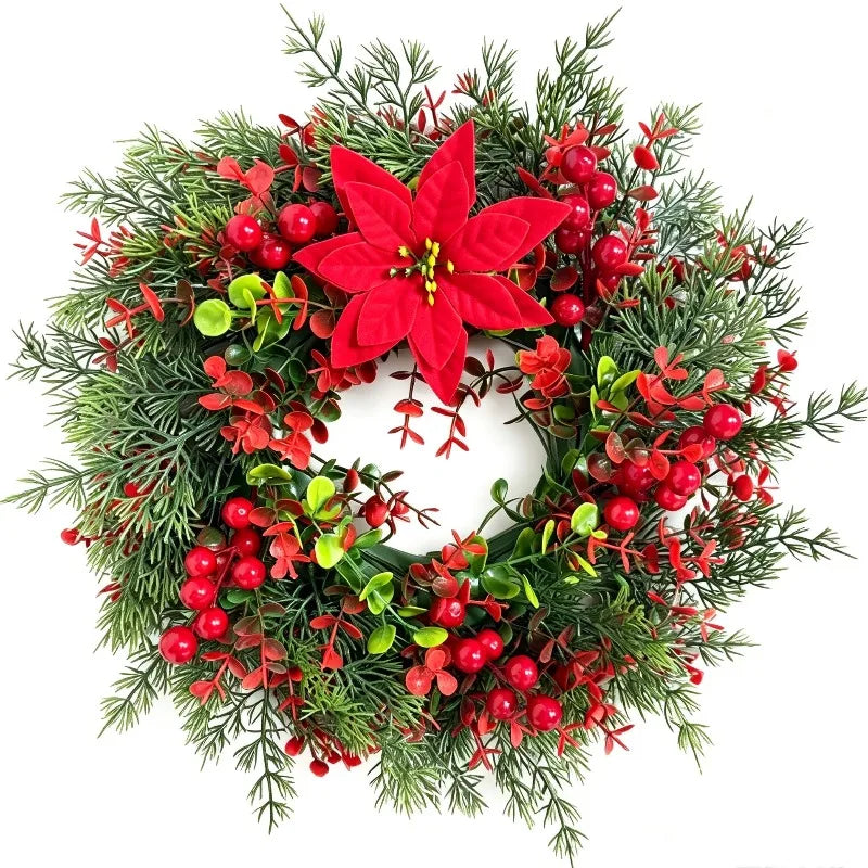 Couronne de Noël Lumineuse Pin et Eucalyptus avec Baies Rouges – vue 11
