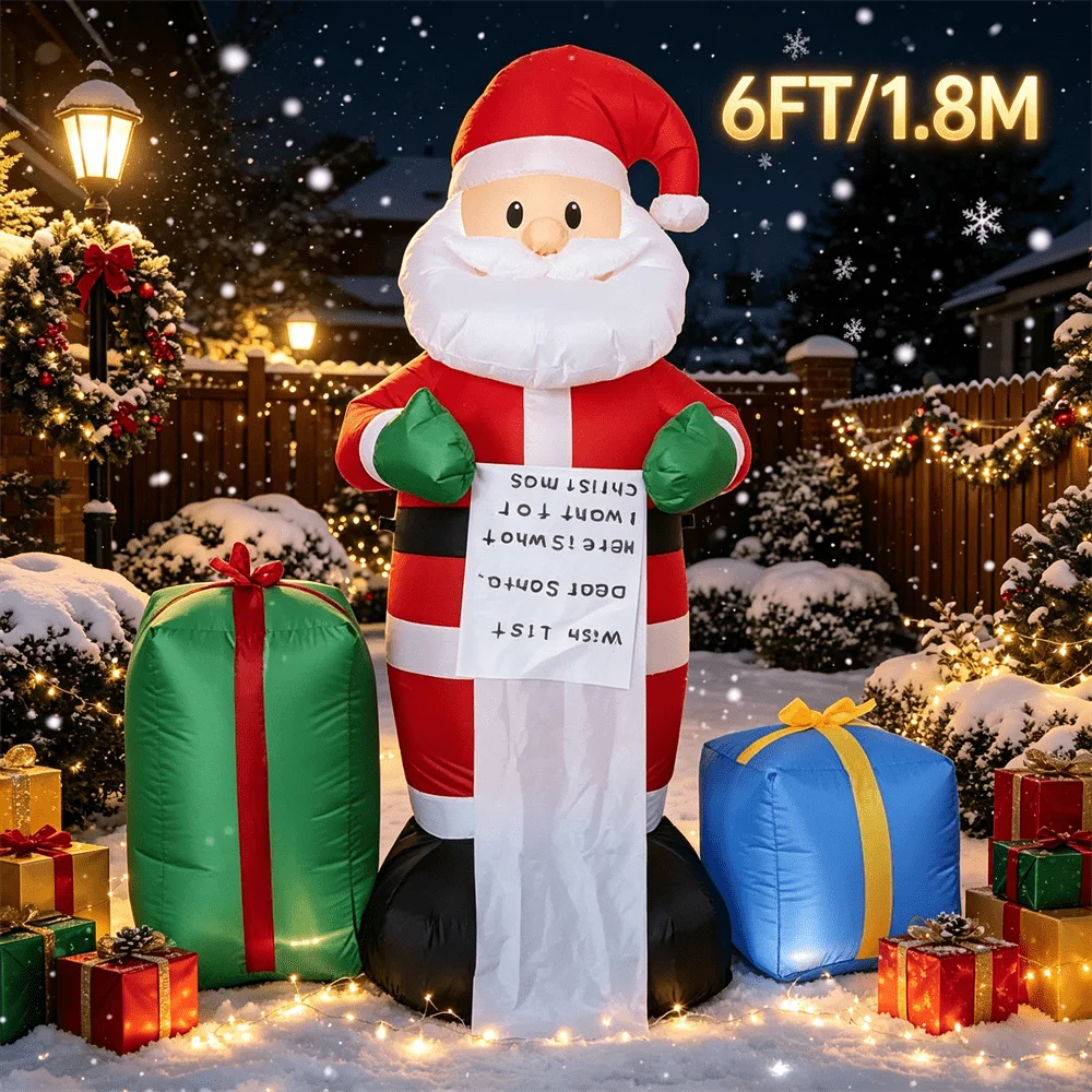 Père Noël Gonflable Lumineux 1,8 m avec Cadeaux – vue 4