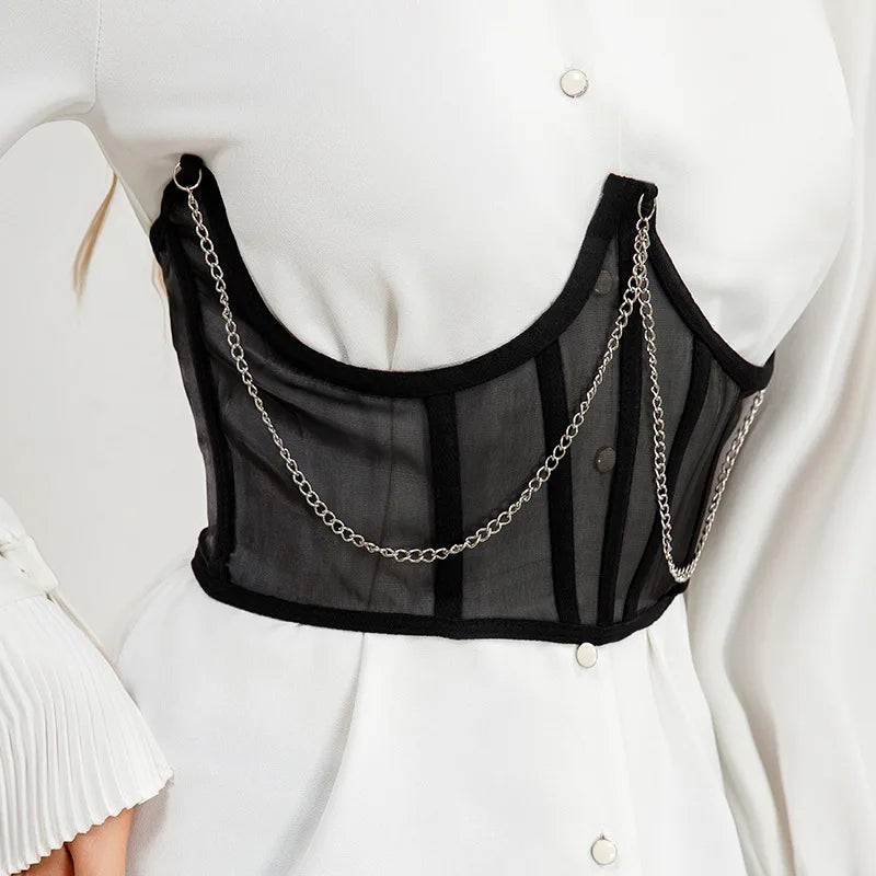 Corset Serre-Taille Punk à Chaînes – Bustier Sexy – vue 2