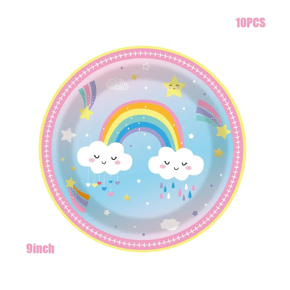 Vaisselle Jetable Nuage Arc-en-Ciel - Assiettes Gobelets Serviettes – vue 11