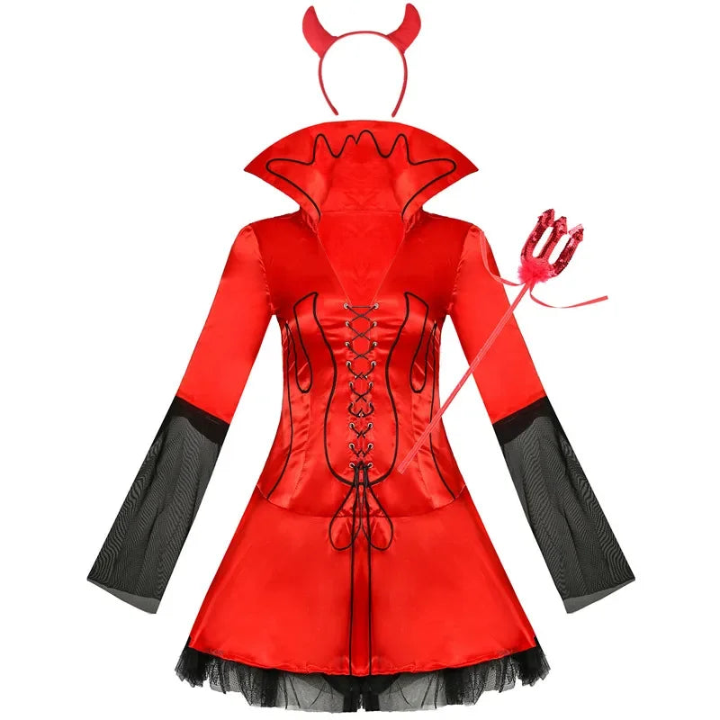 Robe Vampire Diablesse Noire et Rouge – vue 5