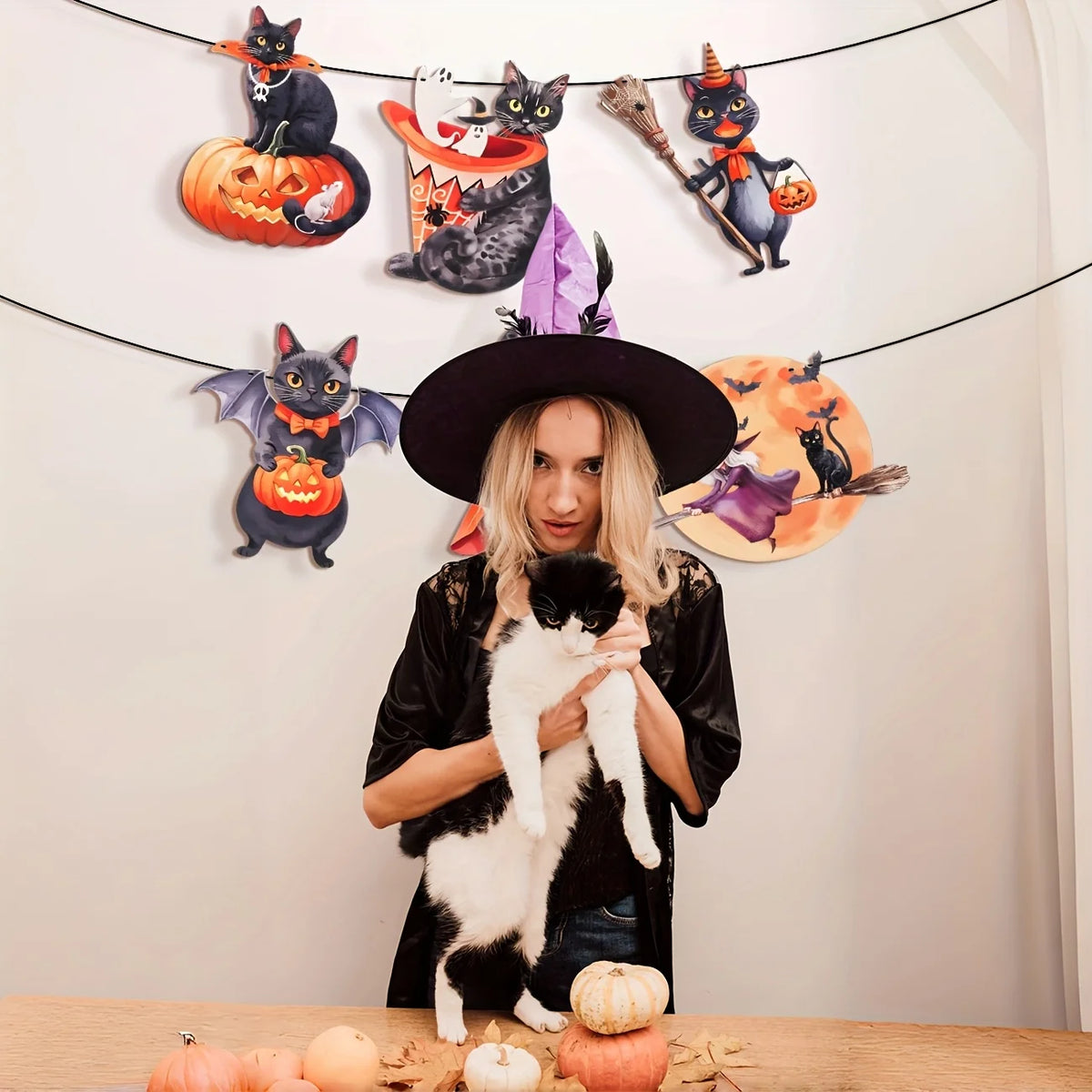 Guirlande décorative noire Halloween – vue 2