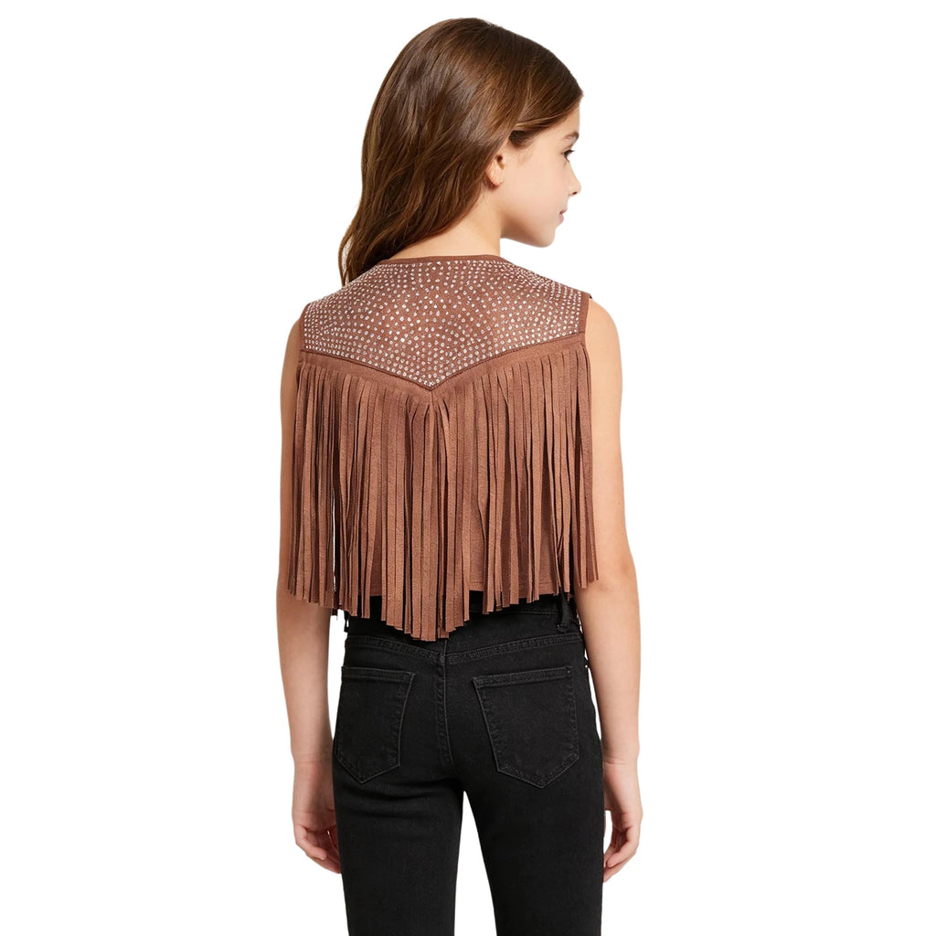 Gilet Cowgirl Fille à Franges et Strass – vue 2
