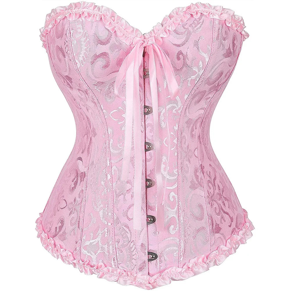 Corset Bustier Jacquard Rose Vintage – vue 7