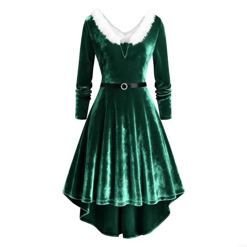 Robe Mère Noël à Franges Femme – Modèle Rouge – vue 4