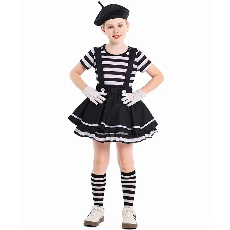 Déguisement Mime Femme – Rayures, Béret et Gants – vue 9