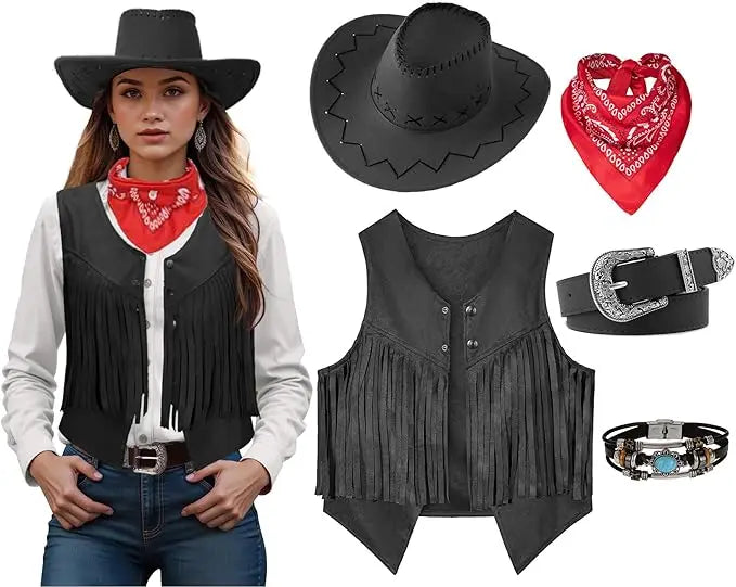 Kit Cow-Boy – Gilet à Franges, Chapeau, Ceinture et Bandana – vue 9