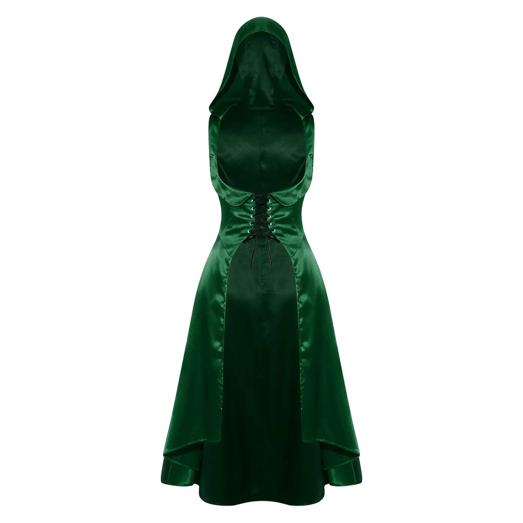 Robe Vampire Médiévale à Capuche en Satin – vue 8