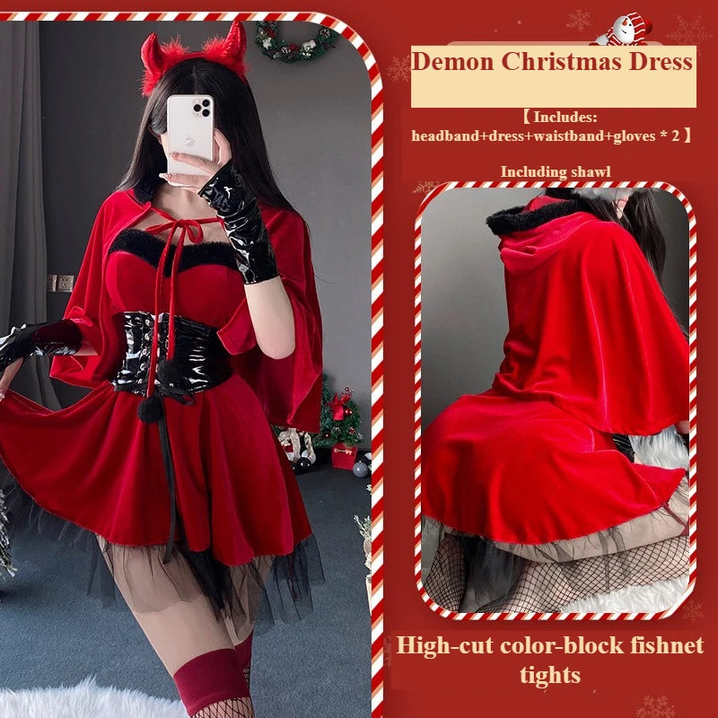 Déguisement Diablesse Femme – Robe en Velours Rouge avec Cape – vue 7