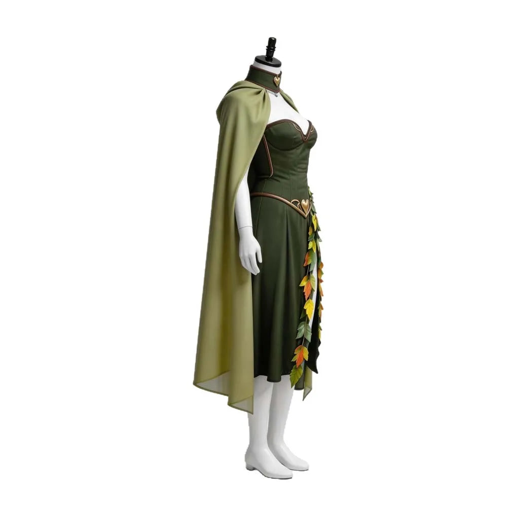 Cape Princesse Elfe Médiévale Brodée à Capuche – Verte – vue 4