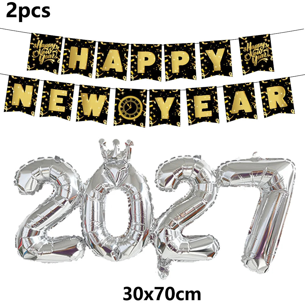 Kit Décoration Nouvel An Doré - Banderoles, Ballons et Chiffres 2027 – vue 13