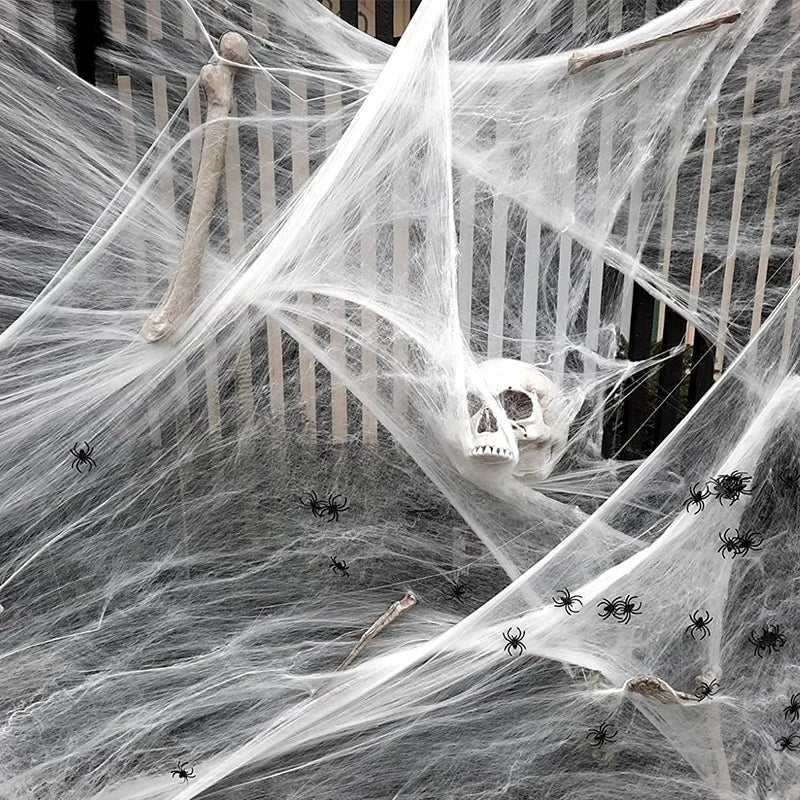 Toile d'araignée décorative blanche Halloween - Panoplia