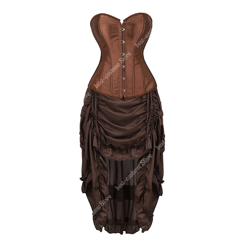 Robe Corset Pirate Steampunk Marron – Grandes Tailles – vue 22