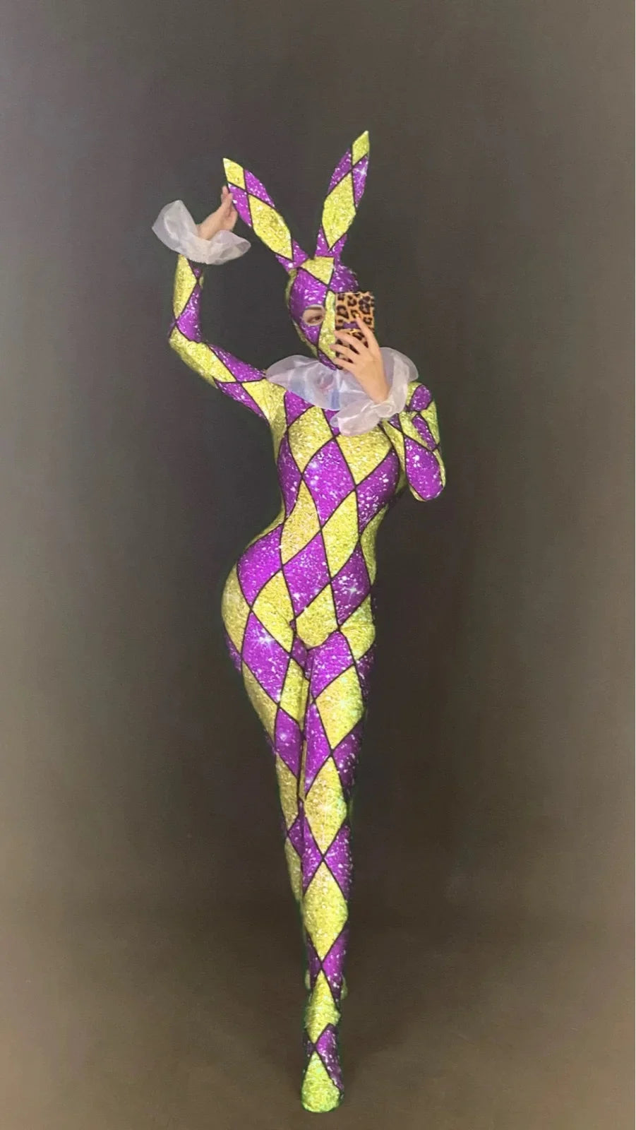 Combinaison Lapine Sexy Femme – Tenue de Danse avec Col – vue 12