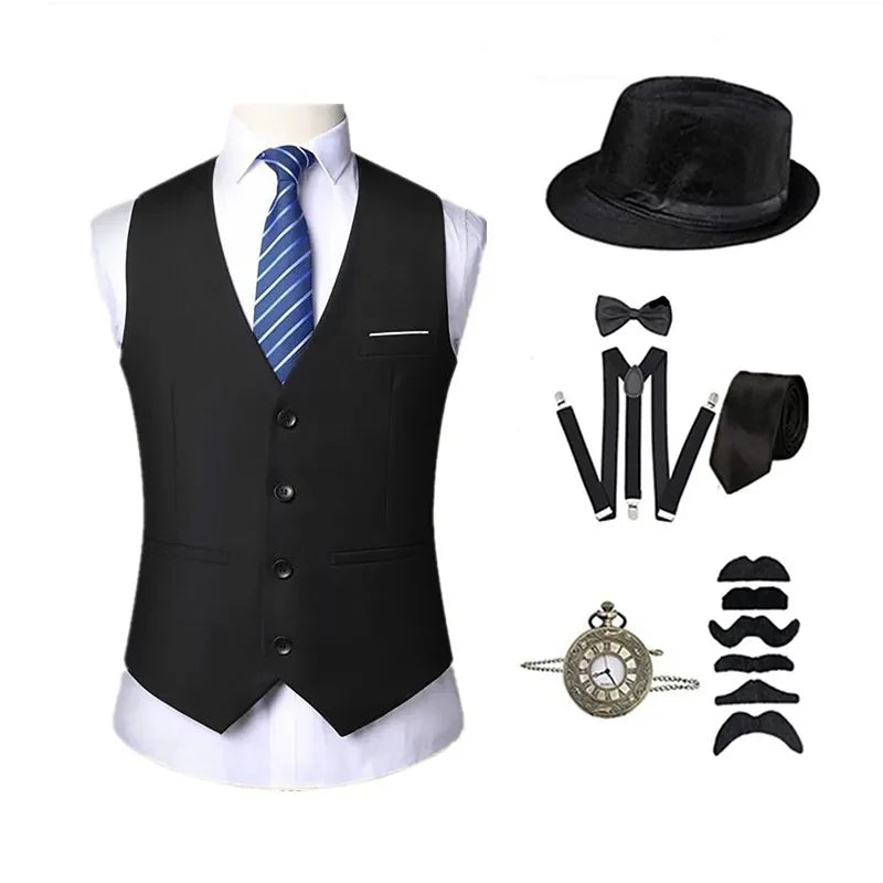 Costume Rétro Années 20 Homme – Gilet, Chapeau, Cravate et Montre – vue 10