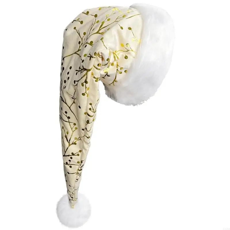 Bonnet de Noël à Motif Doré et Bordure Peluche – vue 4