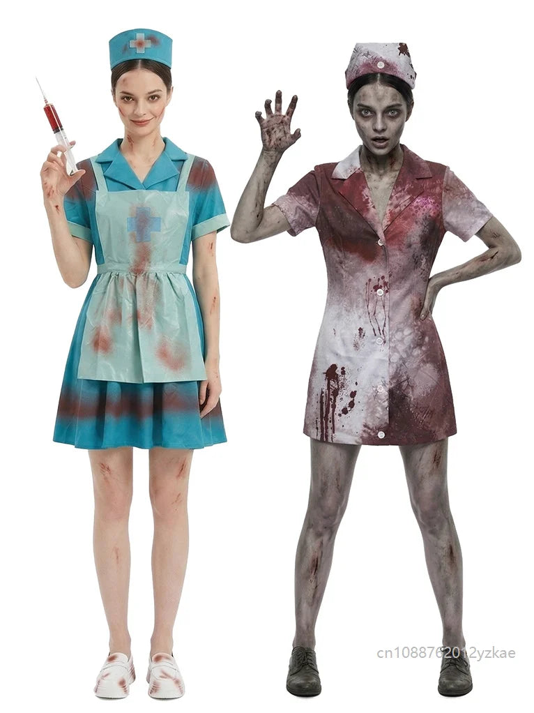 Déguisement Infirmière Zombie Déchirée avec Coiffe – vue 2