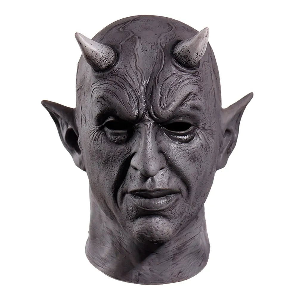 Masque Démon à Cornes en Latex – Masque d'Horreur Intégral – vue 6