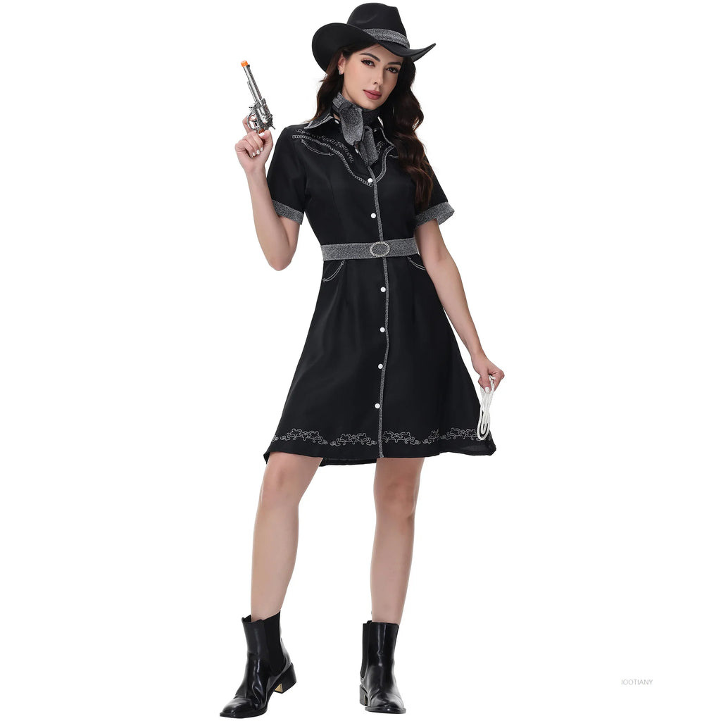 Déguisement Cowgirl Femme – Robe Noire Western – vue 3