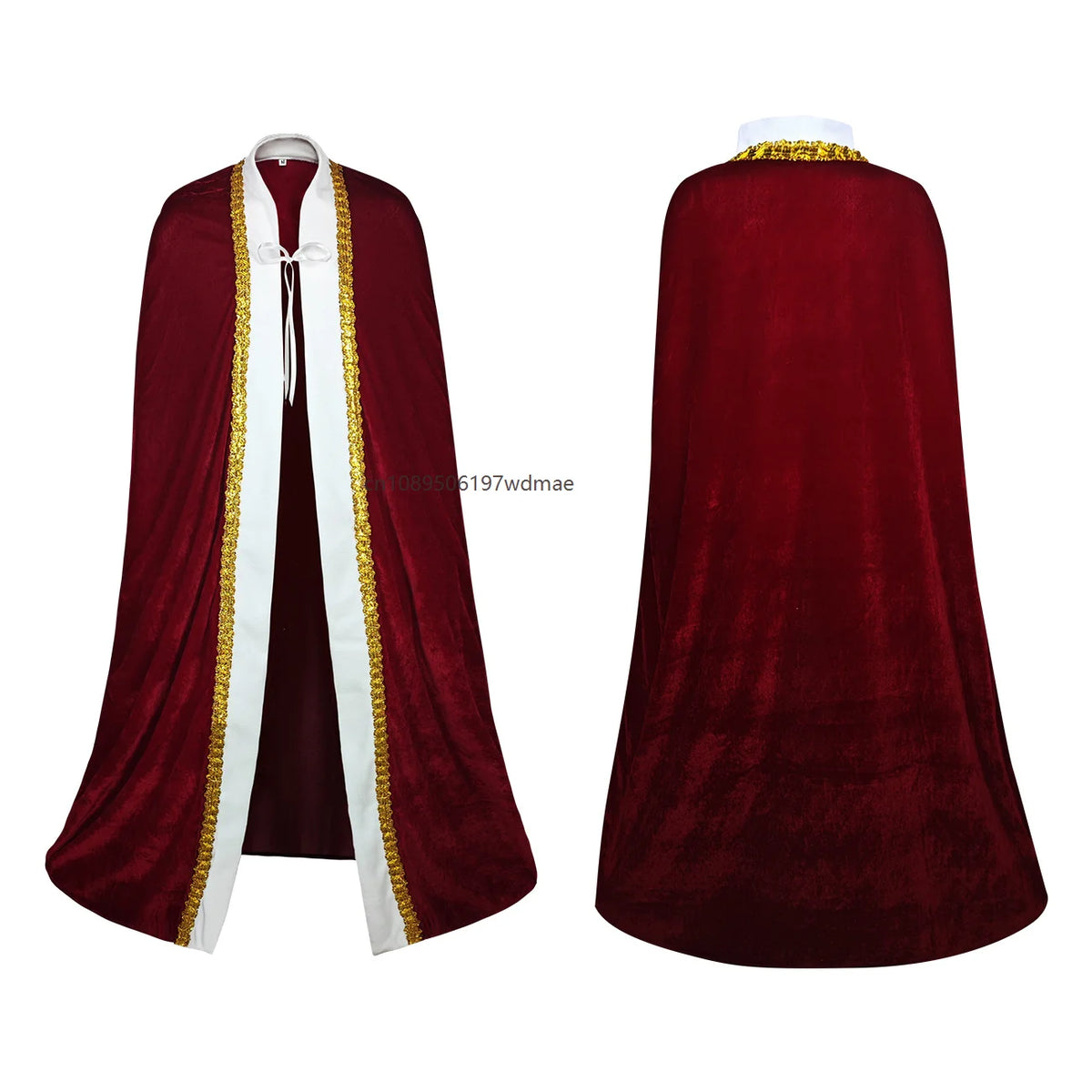 Cape de Roi Médiévale Rouge Bordeaux – Costume Prince Royal – vue 2