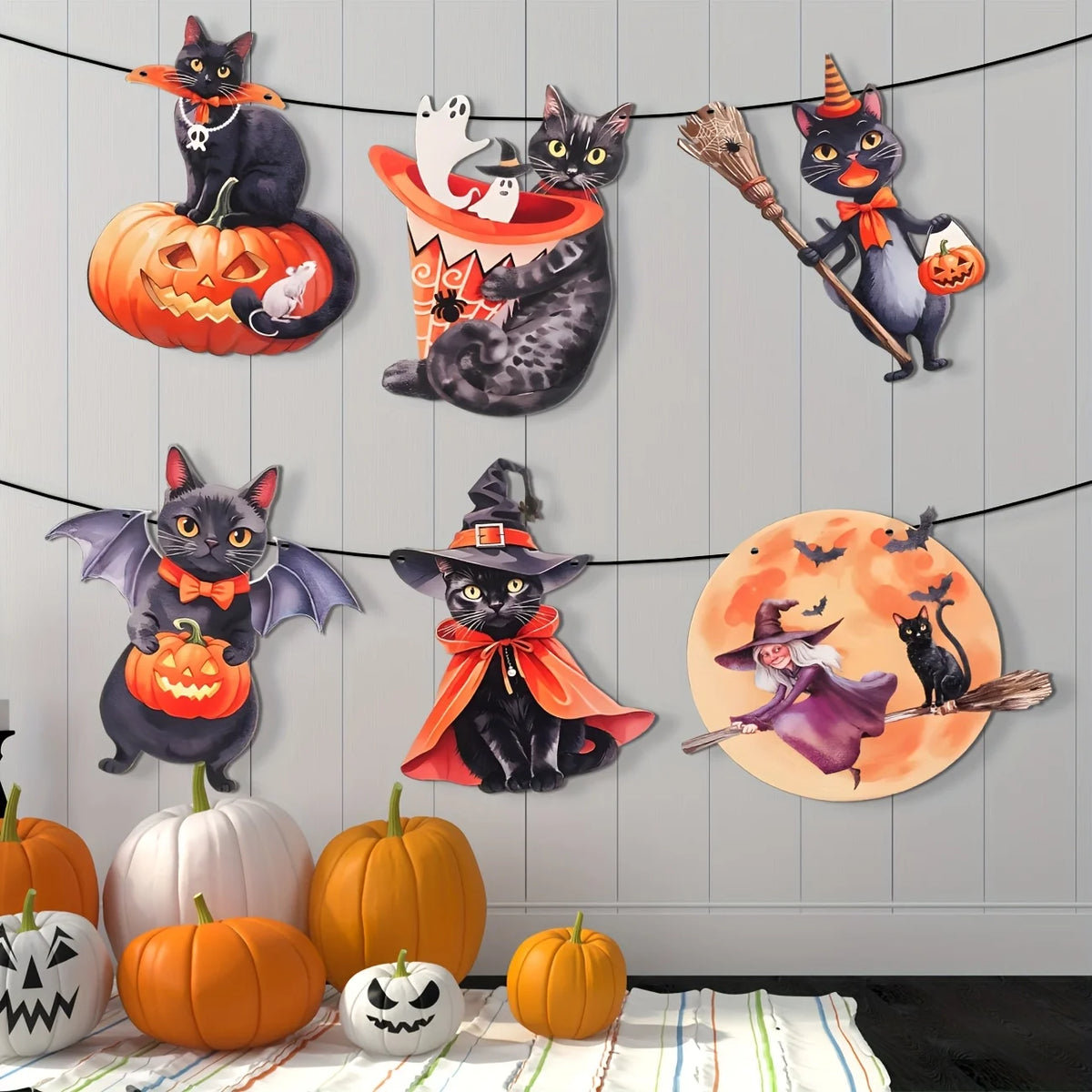 Guirlande décorative noir Halloween 1 - Panoplia