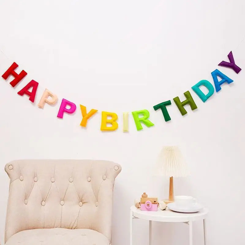 Bannière Happy Birthday Arc-en-Ciel Colorée en Tissu – vue 6
