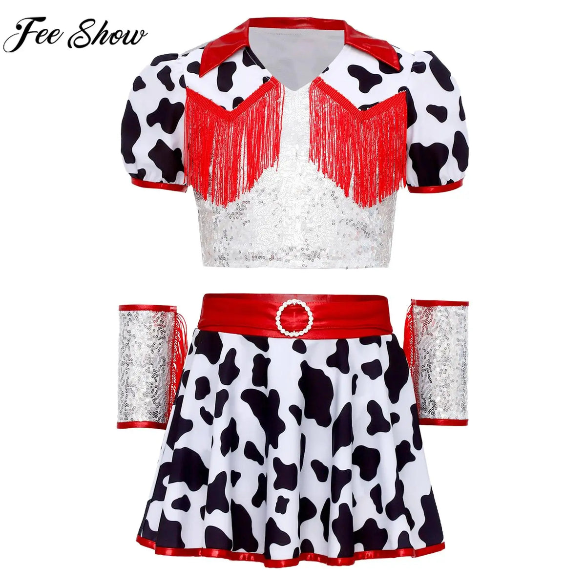 Déguisement Cowgirl Fille à Sequins – Crop Top et Jupe-Culotte