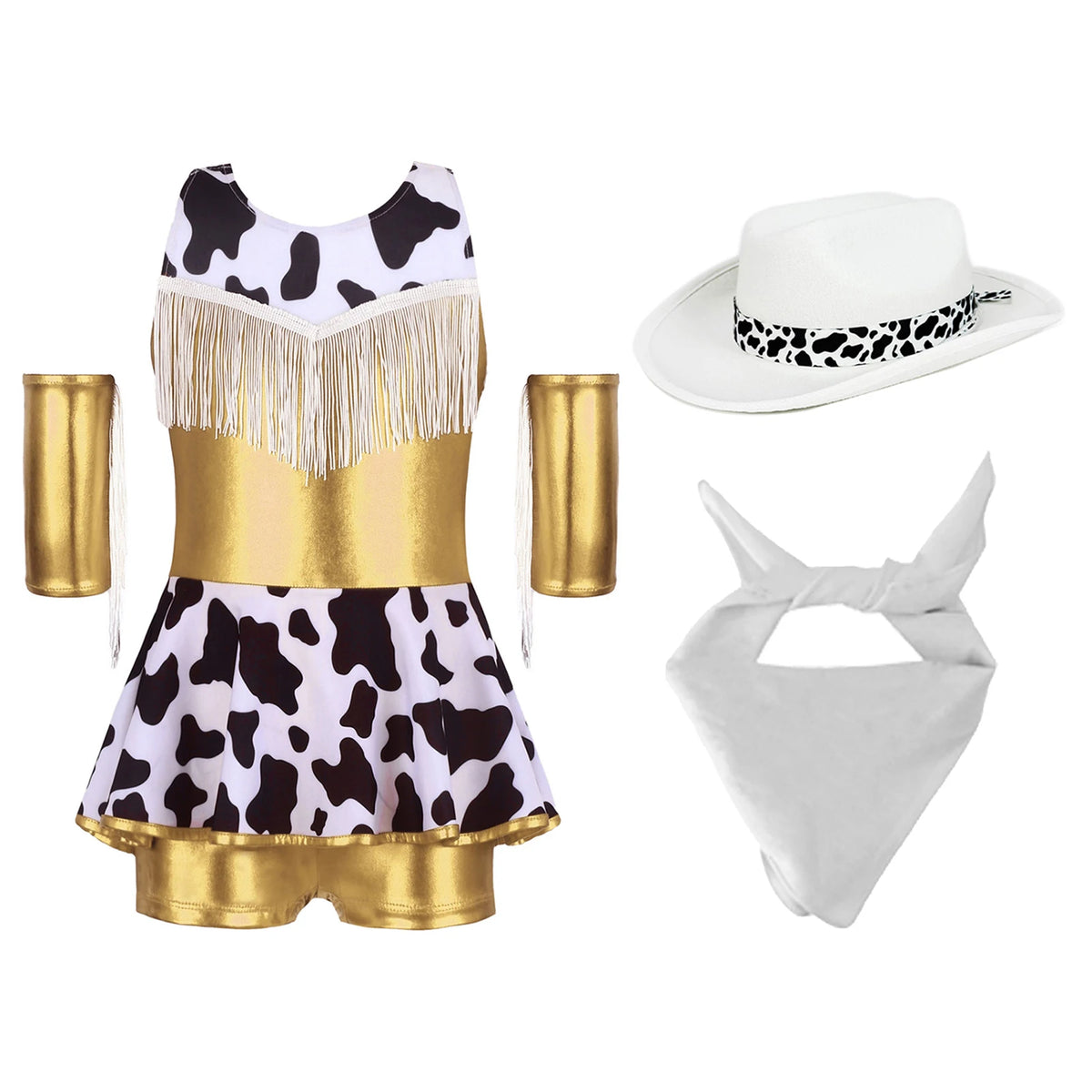 Déguisement Cowgirl Fille Métallisé avec Chapeau et Bandana – vue 16
