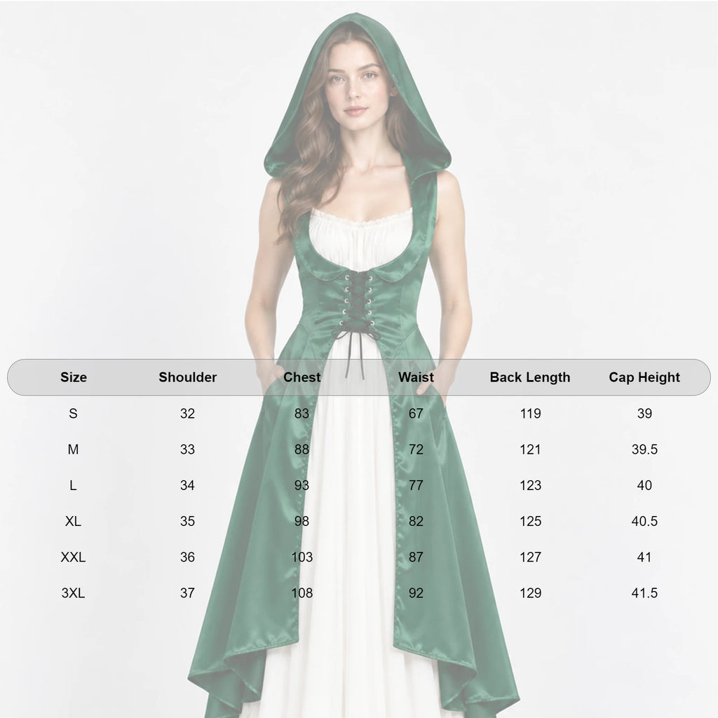 Robe Vampire Médiévale à Capuche en Satin – vue 5