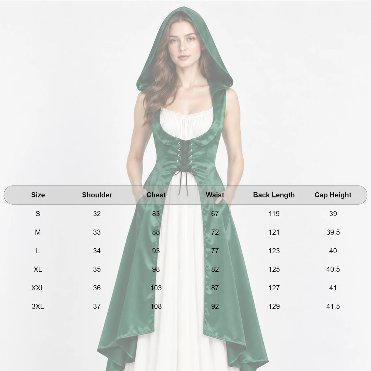 Robe Vampire Médiévale à Capuche en Satin – vue 5