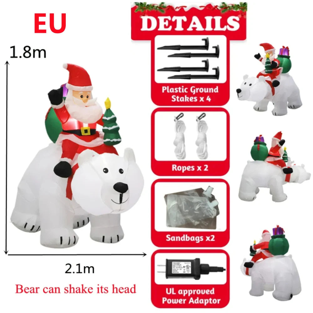 Père Noël sur Ours Polaire Gonflable 2,1 m – Décoration – vue 11